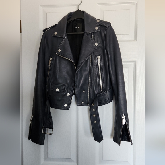 LTH JKT leather cropped jacket in navy blue - Picture 5 of 5